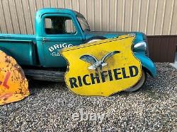 RaRe Large ORIGINAL Vintage RICHFIELD Gas Station Sign Gas Oil Double Sided OLD