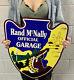 Rand Mcnally Official Garage Double Sided Die Cut Metal Sign Indian Gas Oil