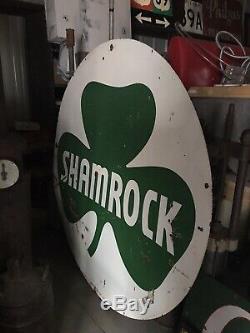 RareVintage Shamrock Oil And Gas sign porcelain double sided 1950s 6 footer Nice