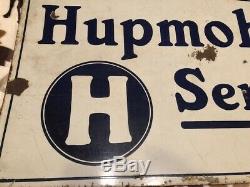 Rare 1915 Hupmobile Service 16'' x 30'' Porcelain Automotive Double Sided Sign