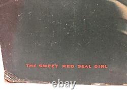 Rare 1920s RED SEAL SNUFF Checkerboard w RED SEAL GIRL -Double Sided Sign Poster