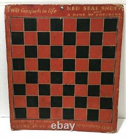 Rare 1920s RED SEAL SNUFF Checkerboard w RED SEAL GIRL -Double Sided Sign Poster