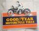 Rare 1930s Good Year Tires Double Sided Flange Die Cut Porcelain Enamel Sign