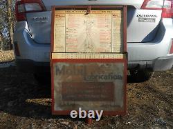 Rare 1936 Mobil Oil Lubrication Charts Large 39 X 25 Double Sided Metal Sign