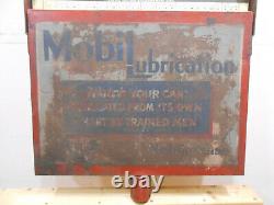 Rare 1936 Mobil Oil Lubrication Charts Large 39 X 25 Double Sided Metal Sign