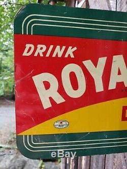 Rare 1936 Royal Crown Cola Flange Sign. Double Sided. 18inx10.75in. Original