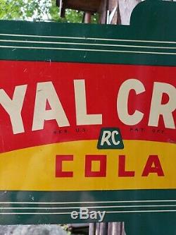 Rare 1936 Royal Crown Cola Flange Sign. Double Sided. 18inx10.75in. Original