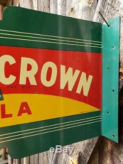 Rare 1936 Royal Crown Cola Flange Sign. Double Sided. 18inx10.75in. Original