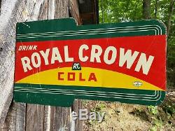 Rare 1936 Royal Crown Cola Flange Sign. Double Sided. 18inx10.75in. Original