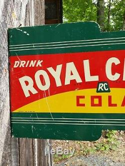 Rare 1936 Royal Crown Cola Flange Sign. Double Sided. 18inx10.75in. Original