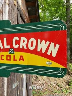Rare 1936 Royal Crown Cola Flange Sign. Double Sided. 18inx10.75in. Original