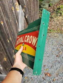 Rare 1936 Royal Crown Cola Flange Sign. Double Sided. 18inx10.75in. Original