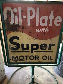 Rare 1940s 50s Conoco Double sided swivel curb side sign with original base. Wow