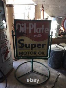Rare 1940s 50s Conoco Double sided swivel curb side sign with original base. Wow
