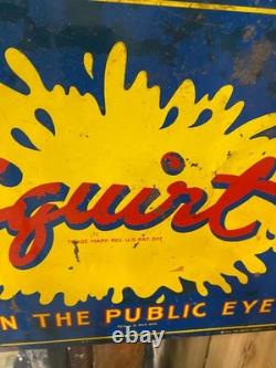 Rare 1941 SQUIRT Metal Double Sided Flange Sign SODA COLA GAS OIL 18 x 14