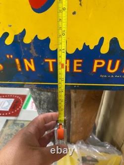 Rare 1941 SQUIRT Metal Double Sided Flange Sign SODA COLA GAS OIL 18 x 14