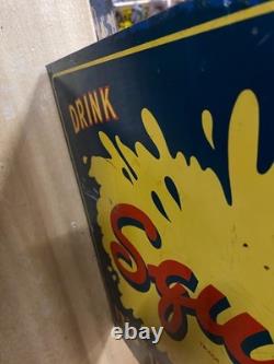 Rare 1941 SQUIRT Metal Double Sided Flange Sign SODA COLA GAS OIL 18 x 14
