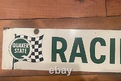 Rare 1967 Quaker State Racing Oil Double-Sided Metal Sign Made in USA Gas Oil