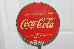 Rare Antique Coca Cola 6 Pack Holder Store Display With Double Sided Sign