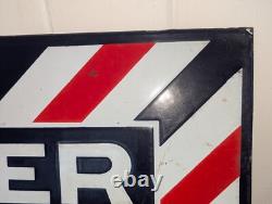 Rare Antique Embossed Enameled Flanged Double Sided Barber Shop Sign 24 by 12 in