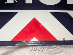 Rare Antique Embossed Enameled Flanged Double Sided Barber Shop Sign 24 by 12 in