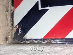 Rare Antique Embossed Enameled Flanged Double Sided Barber Shop Sign 24 by 12 in