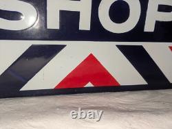 Rare Antique Embossed Enameled Flanged Double Sided Barber Shop Sign 24 by 12 in