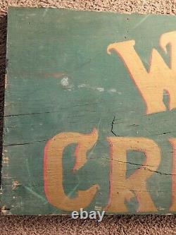 Rare Antique Wylde Creperie Wooden Double Sided Green & Gold Painted Trade Sign