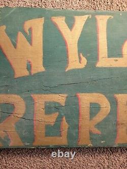Rare Antique Wylde Creperie Wooden Double Sided Green & Gold Painted Trade Sign