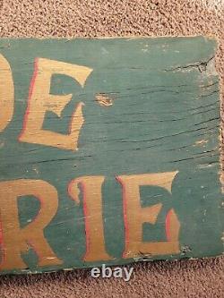 Rare Antique Wylde Creperie Wooden Double Sided Green & Gold Painted Trade Sign