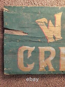 Rare Antique Wylde Creperie Wooden Double Sided Green & Gold Painted Trade Sign
