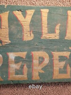 Rare Antique Wylde Creperie Wooden Double Sided Green & Gold Painted Trade Sign