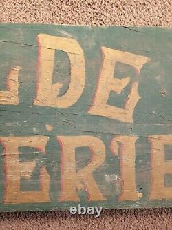 Rare Antique Wylde Creperie Wooden Double Sided Green & Gold Painted Trade Sign