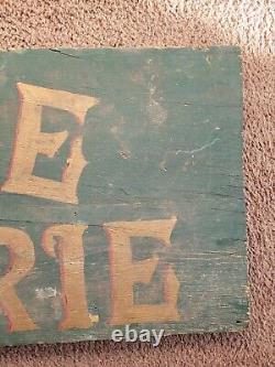 Rare Antique Wylde Creperie Wooden Double Sided Green & Gold Painted Trade Sign