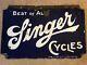 Rare Double Sided Small Original Bicycle Cycling Shop Enamel Sign Singer Cycles