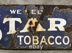 Rare EARLY Vintage STAR TOBACCO SIGN Double Sided PORCELAIN Cigarettes CIGARS