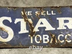 Rare EARLY Vintage STAR TOBACCO SIGN Double Sided PORCELAIN Cigarettes CIGARS