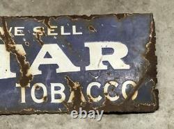 Rare EARLY Vintage STAR TOBACCO SIGN Double Sided PORCELAIN Cigarettes CIGARS