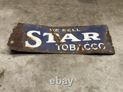 Rare EARLY Vintage STAR TOBACCO SIGN Double Sided PORCELAIN Cigarettes CIGARS