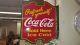Rare Flange Coca Cola Coke 1930's Sign Double Sided Original Refresh Yourself