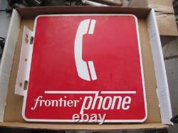 Rare Frontier Phone Sign Flanged Double Sided Metal 12 X 12 Telephone Not Bell