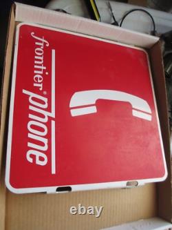 Rare Frontier Phone Sign Flanged Double Sided Metal 12 X 12 Telephone Not Bell