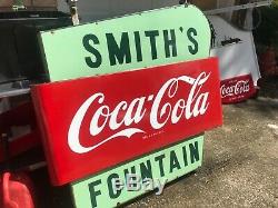 Rare HARD TO FIND DOUBLE -SIDED COCA-COLA FOUNTAIN SERVICE SIGN 60X 58X 5