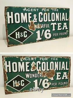 Rare Home & Colonial Tea Double Sided Enamel Sign Advertising