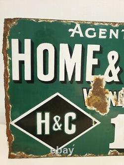 Rare Home & Colonial Tea Double Sided Enamel Sign Advertising