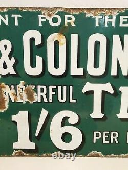 Rare Home & Colonial Tea Double Sided Enamel Sign Advertising