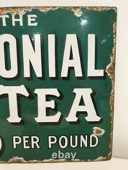 Rare Home & Colonial Tea Double Sided Enamel Sign Advertising