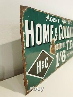 Rare Home & Colonial Tea Double Sided Enamel Sign Advertising