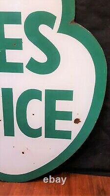 Rare Huge 5 1/2 Foot Porcelain Double Sided Shamrock Cities Service Gas Sign