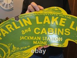 Rare Large Double-sided Vintage Parlin Lake Porcelain Sign 30x15